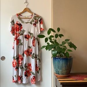 Rose floral midi Dress